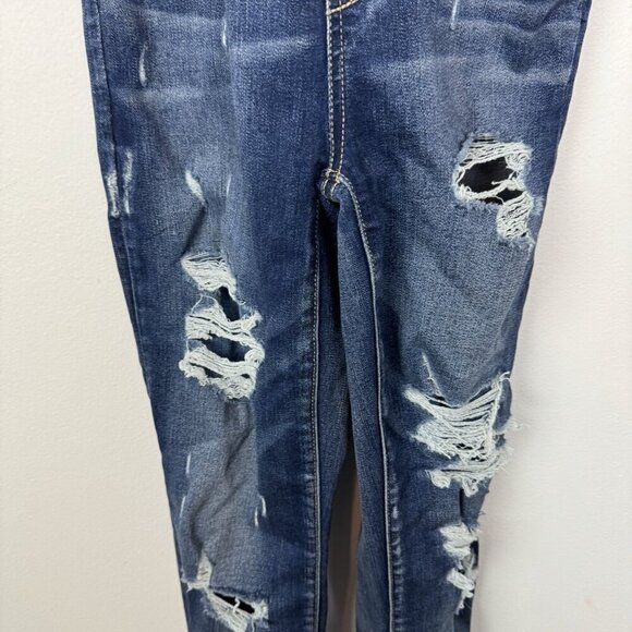 American Eagle Super Stretch X Jegging Overalls Women's Size 4 Reg Distressed - Picture 2 of 5